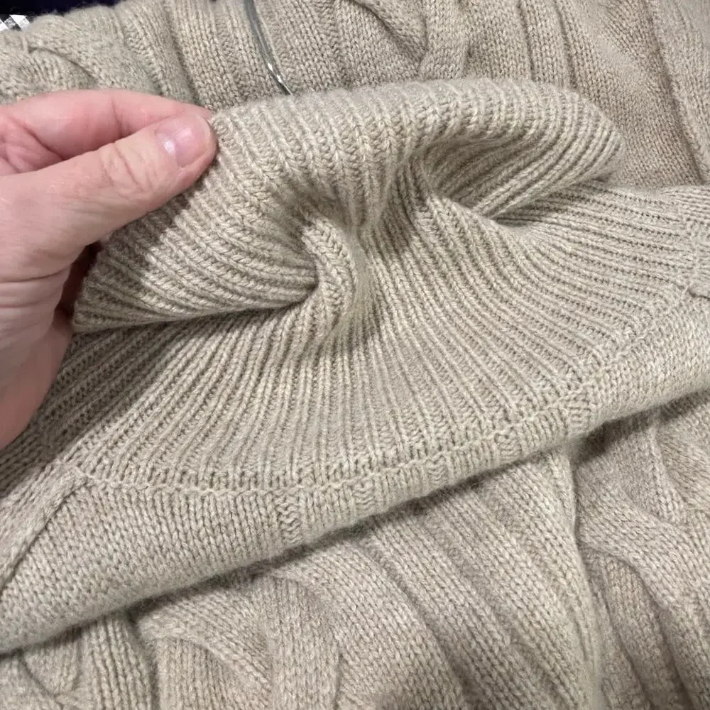 Banana Republic cable knit pullover sweater size M soft Italian beige wool blend